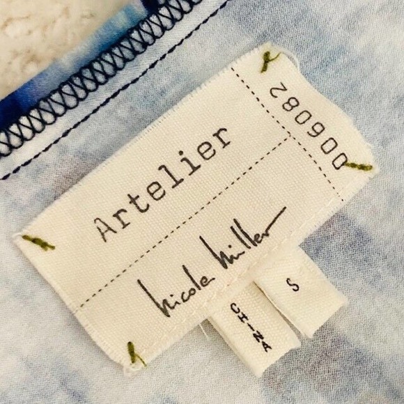 Nicole Miller $300 Women's Small Blue Purple Print Tiered Tidal Pleat Dress - Picture 9 of 13